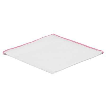 Biała poszetka z jasnoróżowymi krawędziami dla mężczyzn - Jednokolorowe poszetki