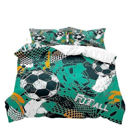 Jalkapalloprintti-vuodevaatesetti Pesäpallo Jalkapallo Koripallo Kuvio Pussilakanasetti Koti Makuuhuone Sisustus Vuodevaatteet W