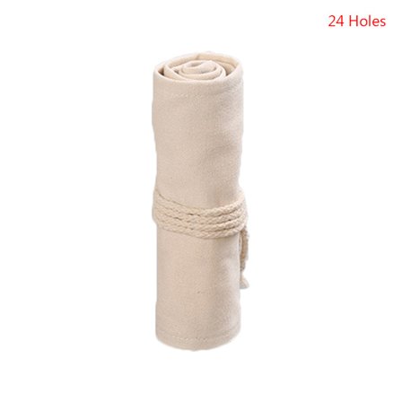 12/24/36/48/72 Hål Canvas Roll Up Penna Gardin Pennväska för case Makeup Wrap-hållare förvaringspåse Skolmaterial