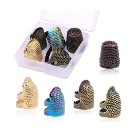 Syfingerborg Metall Fingerborg Ringar Justerbara Metall Fingerskyddsringar Läder Mynt Fingerskydd, Syfingerborg