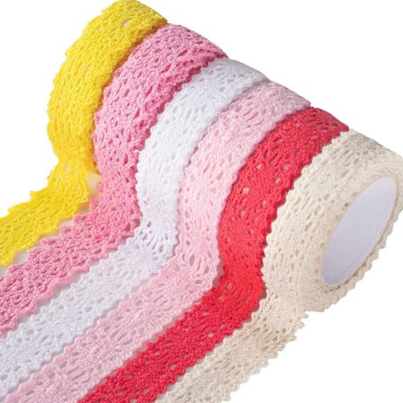 5 rullar Spets Tejp Set Tyg Trim