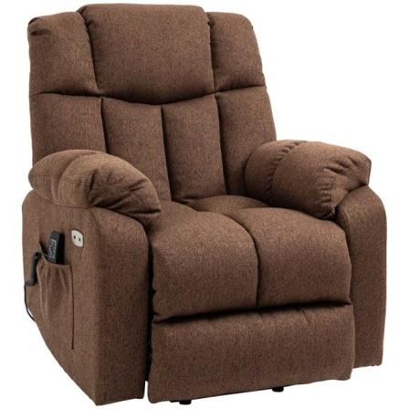 Rootz seisomatuoli - 2-in-1 lepotuoli - kallistustoiminnolla - Kaukosäädin - Pellava polyesteri/teräs - Ruskea - 92 x 95 x 107 cm