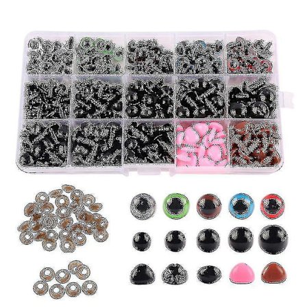 560 st plast säkerhetsögon och näsor för Amigurumi virkning hantverk dockor gosedjur och nallebjörn, flera (hy)