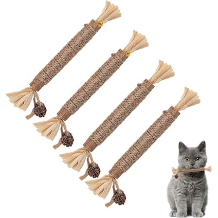4-pack Katt Tuggleksaker Naturlig Silvervin Katt Tand Tugglekstickor Rengöring Tand Tuggleksaker Kattmynta Leksaker För Katt Godis Katt Slick