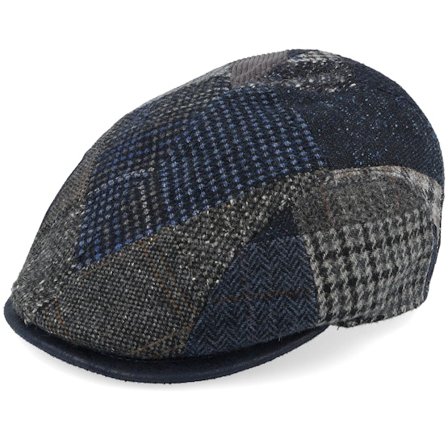 MJM Hats - Blauw flatcap Cap - Smart Xtra 42 Wool Mix Blue Patch Flat Cap @ Hatstore