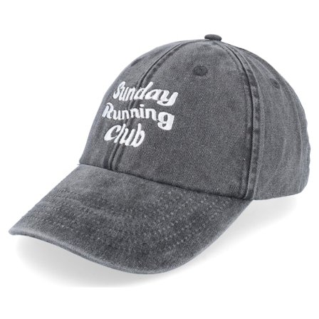 Iconic - Schwarz unconstructed Cap - Sunday Running Club Washed Black Dat Cap / Unstructured @ Hatstore