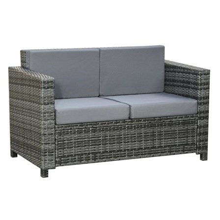Rootz Poly Rattan Sofa - Grå - Metal, Pe, Polyester - 51,18 cm x 27,55 cm x 31,49 cm
