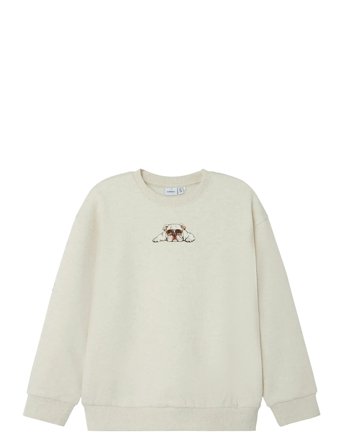 name it Nkmnakrave Ls Rlx Sweat Bru - Cream - 116