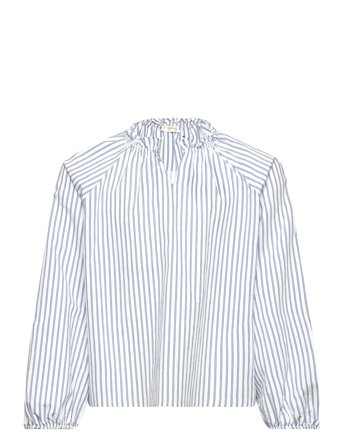 Mango | Ruched Detail Striped Blouse | 128