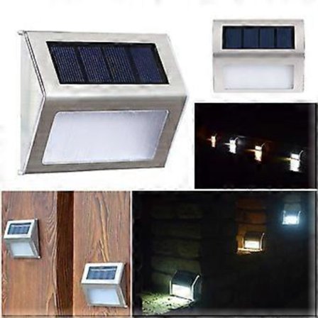 2-pakning solcellelamper for gjerde - 6 LED for trappetrinn - Vanntette utendørs vegglamper - Gjerdelamper - Veil