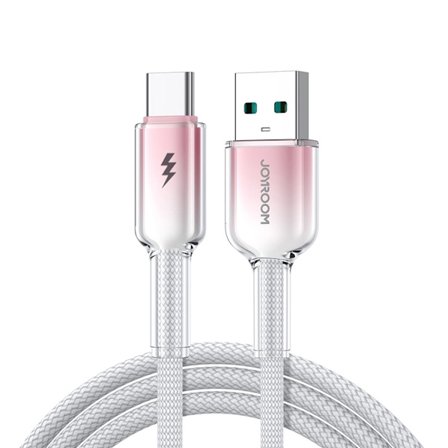 Joyroom S-A42 USB-A - USB-C 3A 1.2m Kabel Crystal-Clear Series - Vit