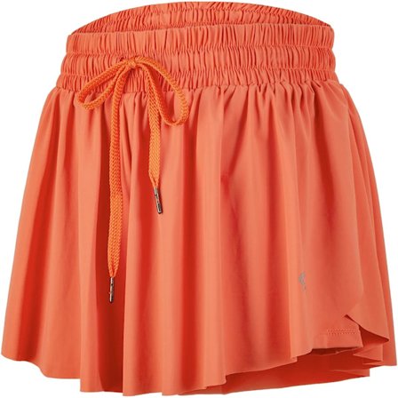 2 i 1 Flowy løpeshorts for kvinner Gym Yoga Athletic Kvinner Trening Biker Spandex Lounge Svette Skjørt Sommer (Korall)