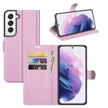 Samsung Galaxy S22 Fodral Litchi Textur Ljus Rosa