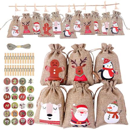 24 P iv n Joulukalenterin Pussit Joulukalenterin Lahjapussit DIY-Sarjat Paperitarrat DIY Joulukoristeet-Xin Styles 6