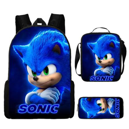 Sonic skolväska för barn, matkasse, pennväska set om tre 5
