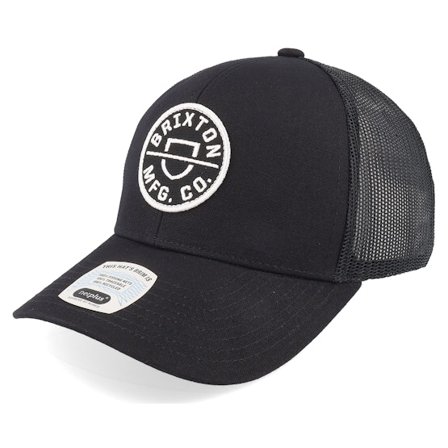 Brixton - Crest X Black/Black Trucker Trucker Black Cap - @ Hatstore