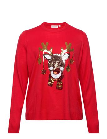 Carjinglebell Ls Xmas Pullover Knt Pullover Rød ONLY Carmakoma