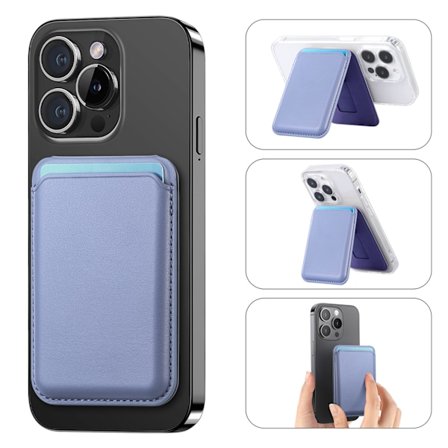 Unisex Lommebok, Magsafe Kortholder For Iphone, Med Justerbart Stativ (Lys Lilla)