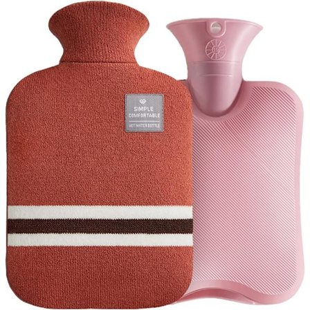 Varmvattenflaska 2 Liter (Orange Röd) Värme Upp och Återanvänd