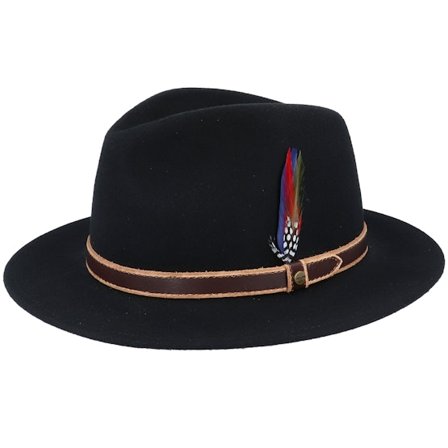 Stetson - Black - fedora - Hat - Newark Tiller Woolfelt Black Fedora - Hatstore