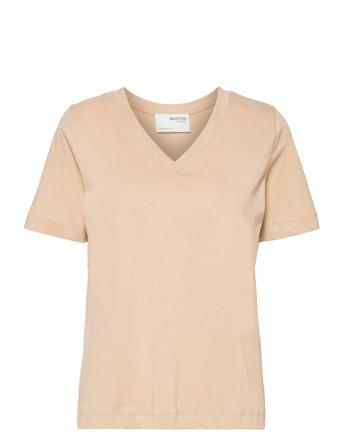Slfstandard Ss V-Neck Tee S T-shirts & Tops Short-sleeved Rosa Selected Femme