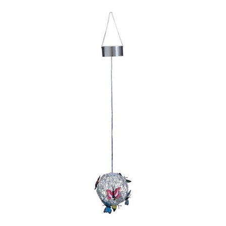 Trädgård Hängande Rund Boll Lampa med Fjäril med Vävd Lampa Solar Dekorativ Nattlampa Utomhus Dekorativ Metall B