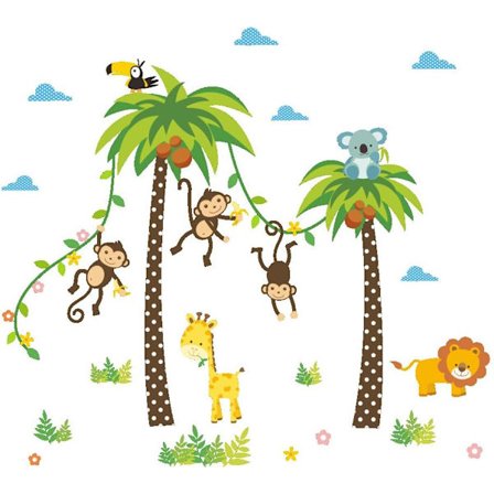 Jungle Wall Stickers Mural Decals Soveværelse Børn Baby Børneværelse Stue