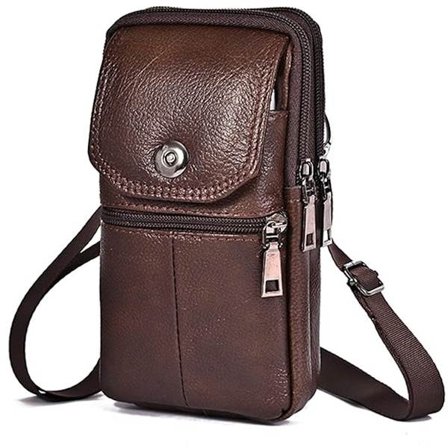 Nahkainen vyölaukku olkahihnalla miehille - seisova vyölaukku ja kaulapussi - puhelinlaukku ja olkalaukku - kompakti pussi