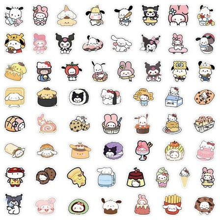 Söpö Sanrio-design A - 60 kuvaa kannettavalle tietokoneelle, kitaralle, leikekirjaan ja aikakauslehtiin, lahja One Size