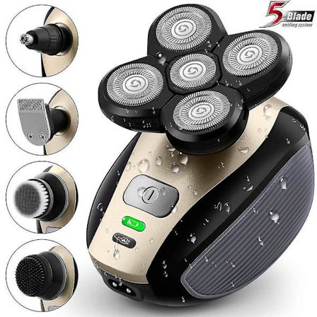 5 In 1 4d Men's Rechargeable Bald Head Electric Shaver 5 Floating Heads Beard Nose Ear Hair Trimmer Razor Clipper Facial Brush