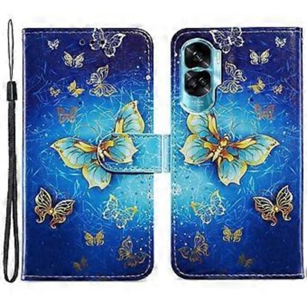 For Honor 90 Lite 5g/x50i 5g Fodral PU Läder Mönster Flip Plånbok Telefonfodral (Gyllene Fjäril)