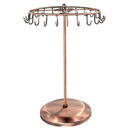 Roterande smyckesställ förvaring örhängen halsband display för hemrumsdekoration Bronze