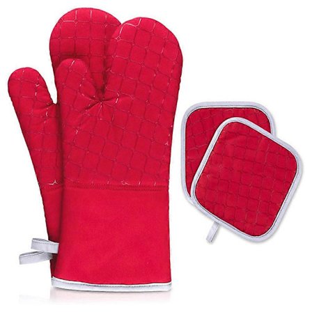 Culinary Must-Haves, Sustainable Quilted Oven Mitts with Non-Slip Silicone Surface, Machine Washable Kitchen Towels for Easy Cleaning, 6 Pieces