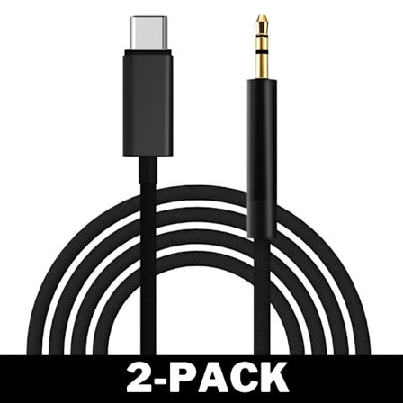 2M Stilren USB-C till AUX 3.5mm Kabel Svart