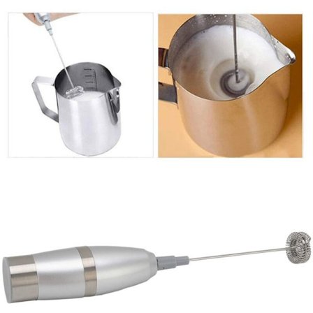 Elektrisk mjölkskummare, bärbar batteridriven dryckesmixer, bärbar elektrisk visp med visp i rostfritt stål