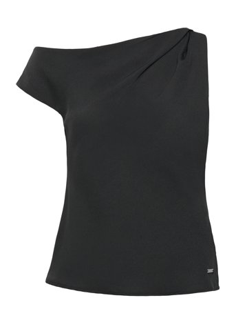 Crepe Shoulder Top Black Calvin Klein