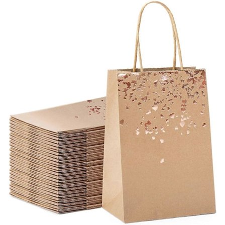 Lahjakassi, Kraft-paperikassi kierrätettävällä kahvalla syntymäpäiville, häihin, jouluun ja juhliin (20 kpl)