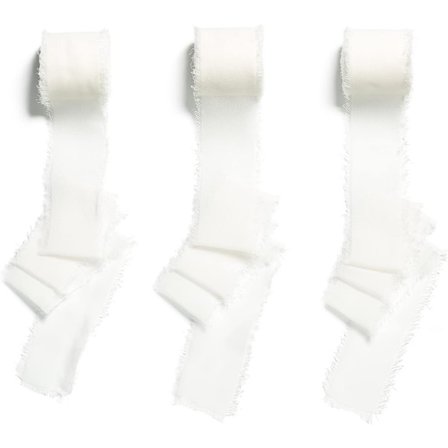 3 rullar 4 cm x 4,5 m vit presentband för bröllop, festival, dekor