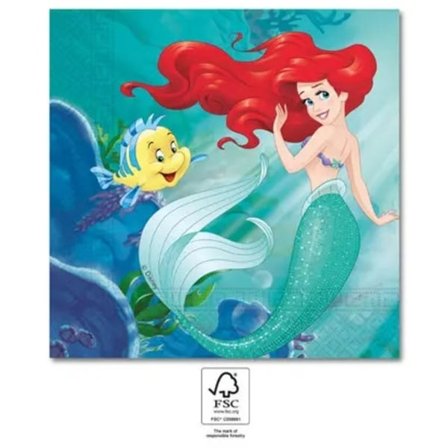 Disney Princess Ariel Servettpaket, 20 st, 33x33 cm, FSC-certifierat