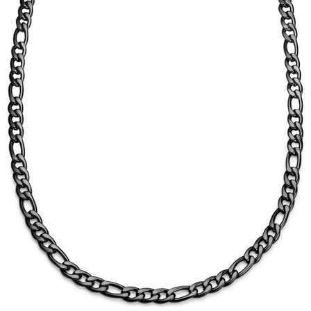 Essentials | 10 mm Gunmetal Black Figaro Chain Necklace for Men - Chain necklaces