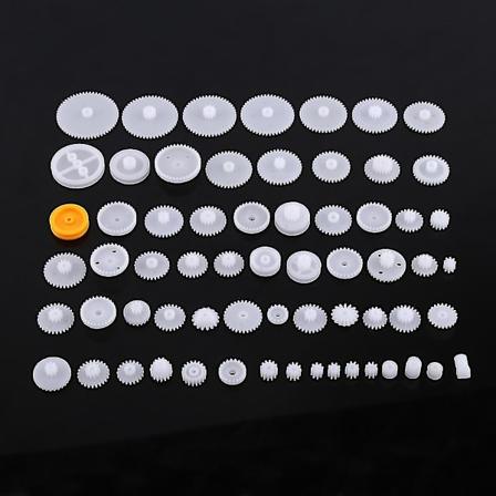 Plastkugghjul Remskiva Remsats Maskkuggväxel Set Robotmotor Leksak DIY-delar (64 sorters)