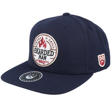 Bearded Man - Blau snapback Cap - Smoke Grill Bbq Logo Dark Navy/Dark Navy Snapback @ Hatstore