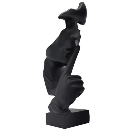 Stillhet er gull Tenker Statue Abstrakt Kunst Resin Figur Svart