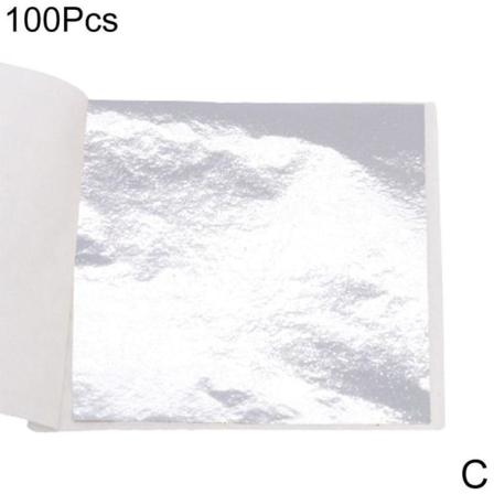 100 ark Dubbelguld Gör-det-själv Folie Blad Papper Mat Tårta Dekor Edibl silver 100pcs