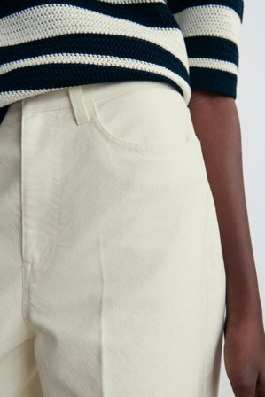 COS Women's Pantaloni A Gamba Dritta In Tela Di Cotone in Bianco