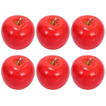 Nye Dekorative Kunstige Æbler Plast Frugter Imitationsdekor 6 stk. Rød