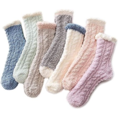 7 par fluffy strømper til kvinder, hyggelige, varme, tykke, bløde fleece-strømper