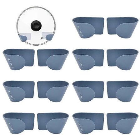 16-delt grydelågsholder, lågholder, væg, selvklæbende holdersæt til grydelåg, pandelåg, grydelågsholder, vægmonteret holder til køkken (blå)