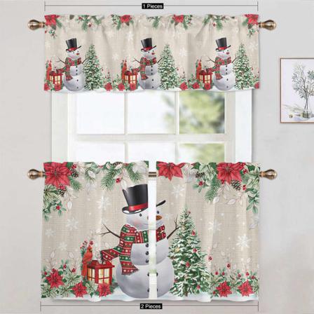 1/2 St Rod Pocket Älg Print Draperier Snowman Printed Short Panel