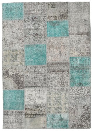 158X231 Tapis Patchwork Moderne Gris/Gris Clair (Laine, Turquie) Carpetvista